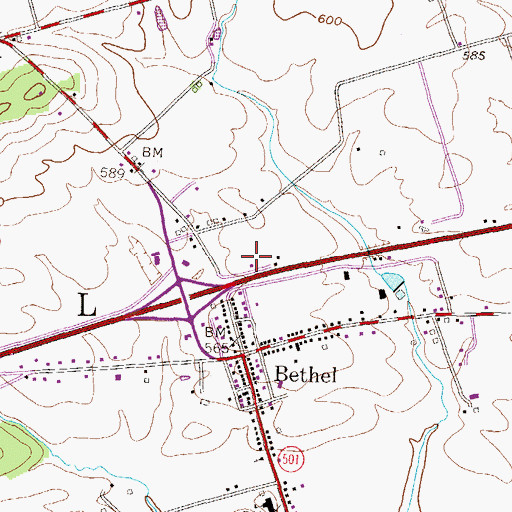 Topographic Map of Bethel Township Police Station, PA