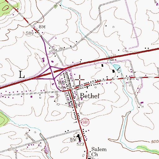 Topographic Map of Union Fire Company of Bethel Station 54, PA