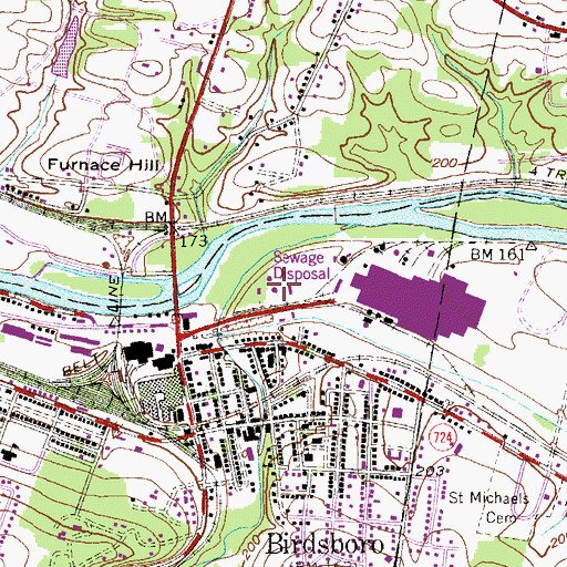 Topographic Map of Birdsboro Wastewater Treatment Plant, PA