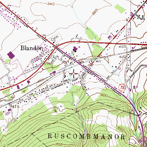 Topographic Map of Blandon Fire Company 1 Station 12, PA