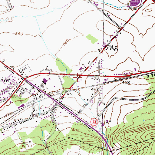 Topographic Map of Blandon Post Office, PA