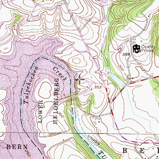 Topographic Map of Blue Marsh Lake Visitors Center, PA