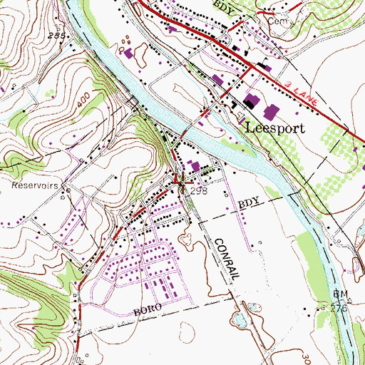 Topographic Map of Borough of West Leesport (historical), PA