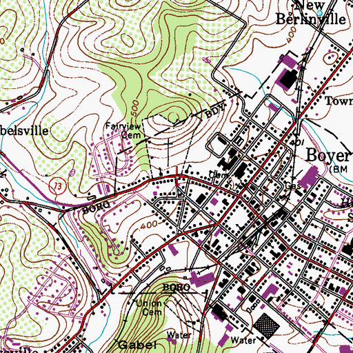 Topographic Map of Boyertown Community Center, PA