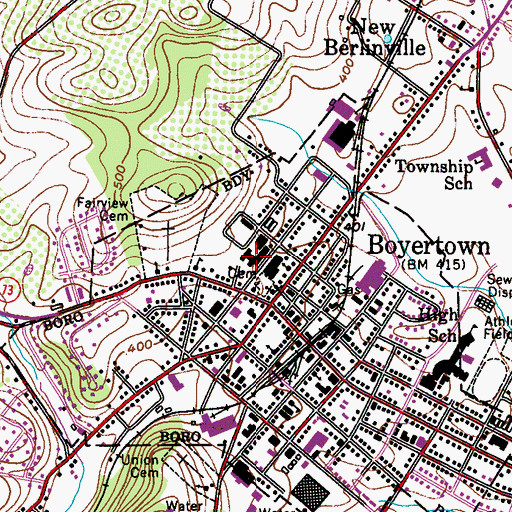 Topographic Map of Boyertown Medical Services Center, PA