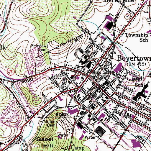 Topographic Map of Boyertown Museum of Historic Vehicles, PA