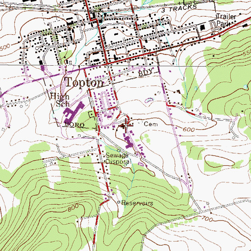 Topographic Map of Brandywine Community Library, PA