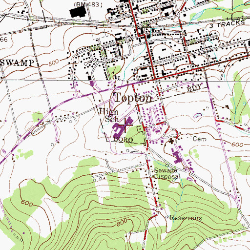 Topographic Map of Brandywine Heights Middle School, PA