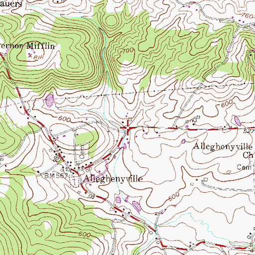 Topographic Map of Brecknock Township Fire Department Station 72, PA