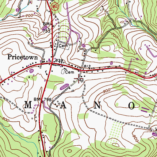 Topographic Map of Brethren Meetinghouse, PA