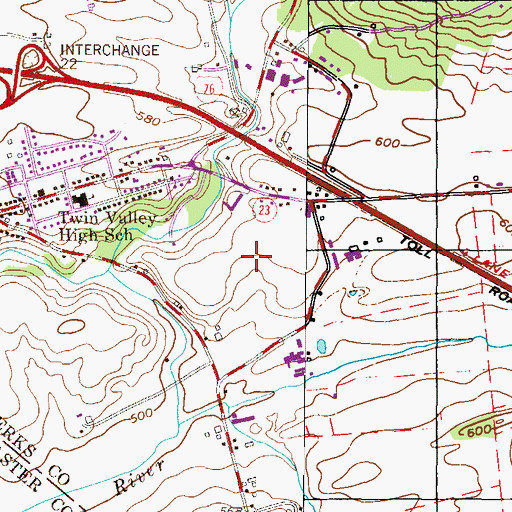 Topographic Map of Brittany Estates, PA