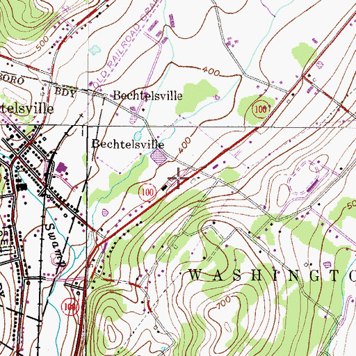 Topographic Map of Brookeside Montessori School, PA
