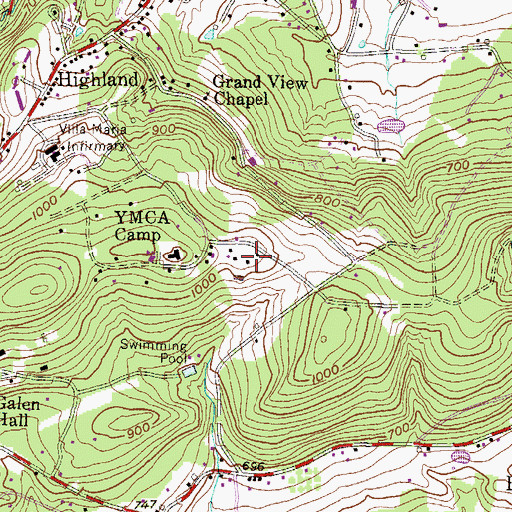 Topographic Map of Bynden Wood Lodge, PA
