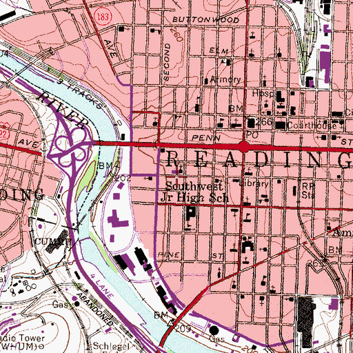 Topographic Map of Cabrini Academy, PA