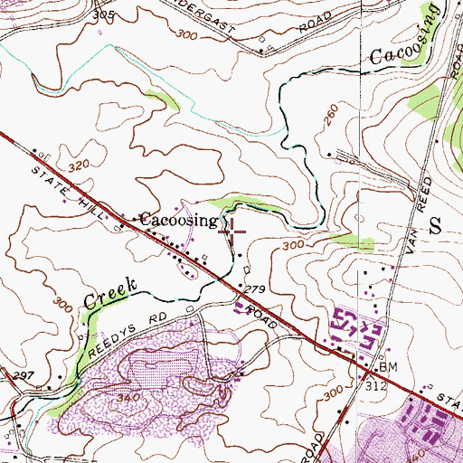 Topographic Map of Cacoosing Creek Trail, PA