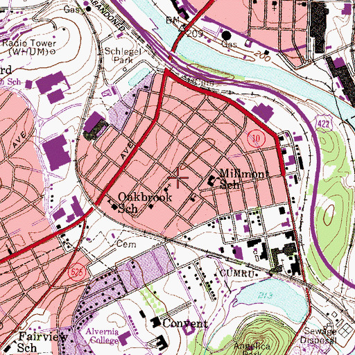 Topographic Map of Calvary Baptist Church, PA
