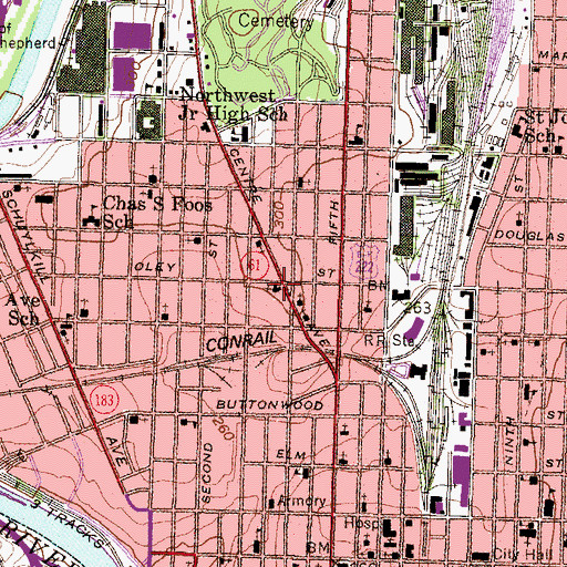 Topographic Map of Calvary Reformed Church, PA