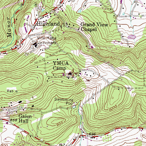 Topographic Map of Camp Conrad Weiser Dining Hall, PA