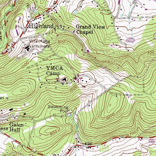 Topographic Map of Camp Conrad Weiser Main Office, PA
