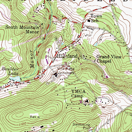 Topographic Map of Caron Fitness Center, PA