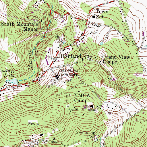 Topographic Map of Caron Maintenance/Transportation Building, PA