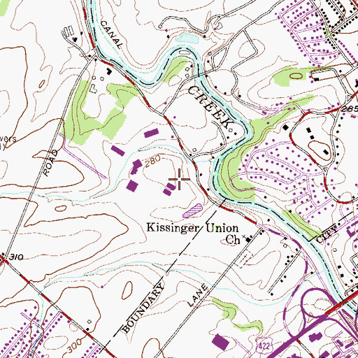Topographic Map of Cedar Hall, PA