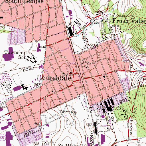 Topographic Map of Central Fire Company 1 Laureldale Station 13, PA
