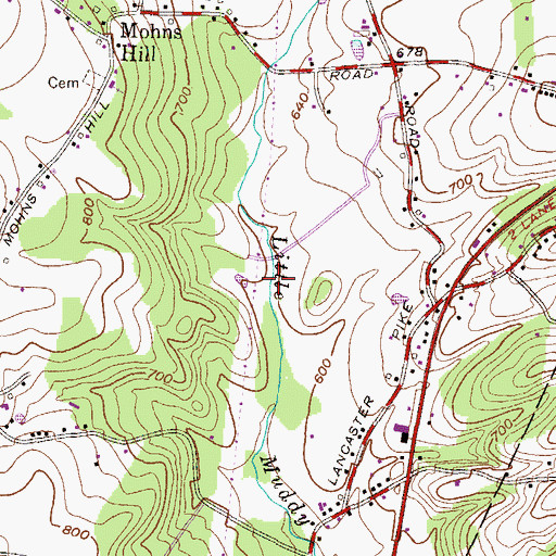 Topographic Map of Chapel Hill Golf Course, PA