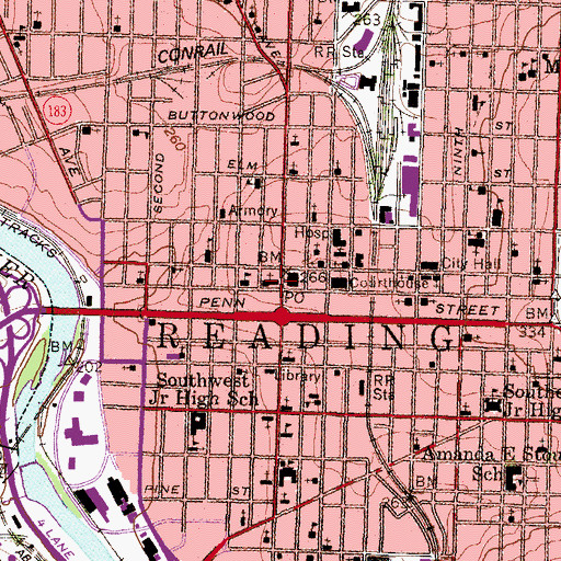 Topographic Map of Christ Episcopal Church, PA