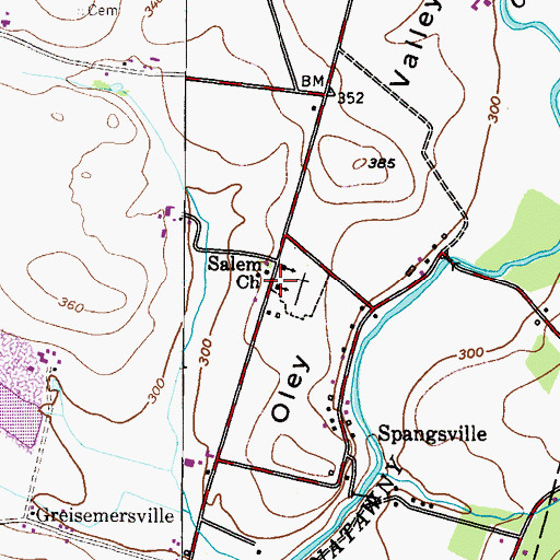 Topographic Map of Christ Lutheran Church, PA