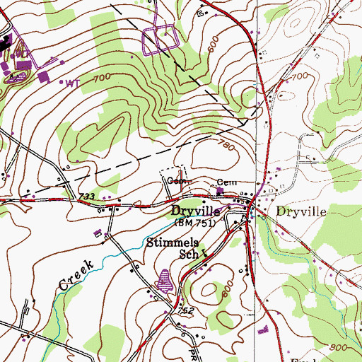 Topographic Map of Christ Lutheran Church Cemetery, PA