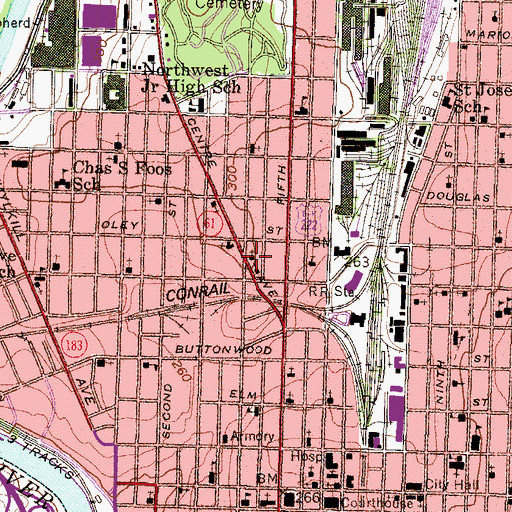 Topographic Map of Christar, PA