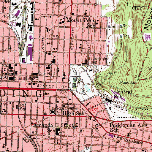 Topographic Map of City Park, PA