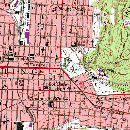 Topographic Map of City Park Playground, PA