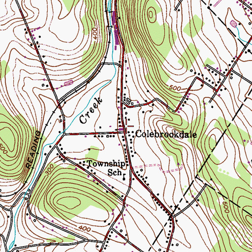 Topographic Map of Colebrookdale Chapel, PA
