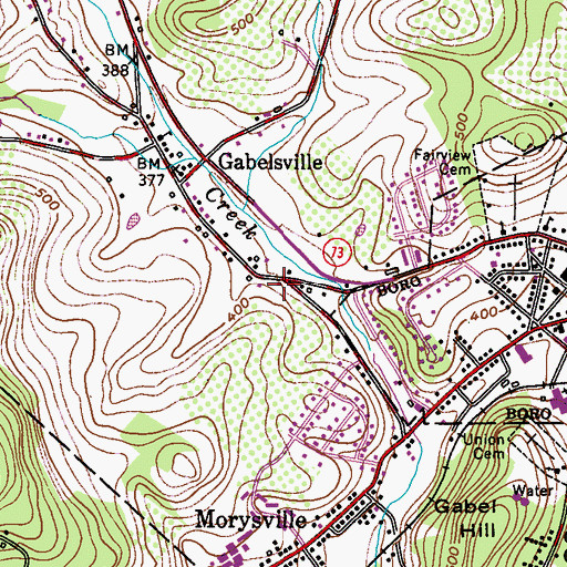 Topographic Map of Colebrookdale Township Public Works, PA