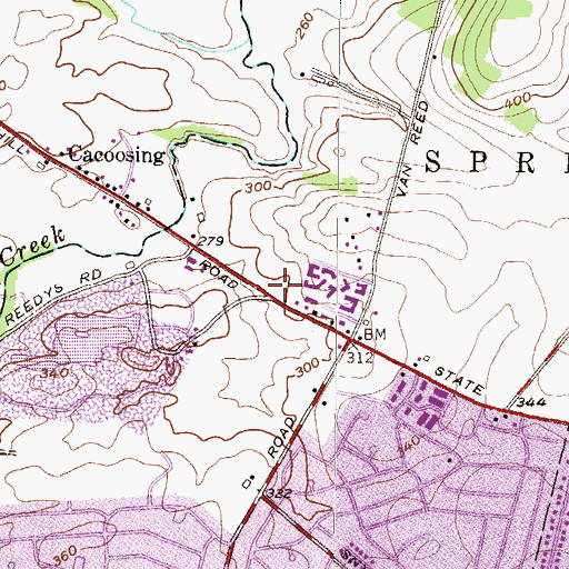 Topographic Map of Columbia Cottage, PA