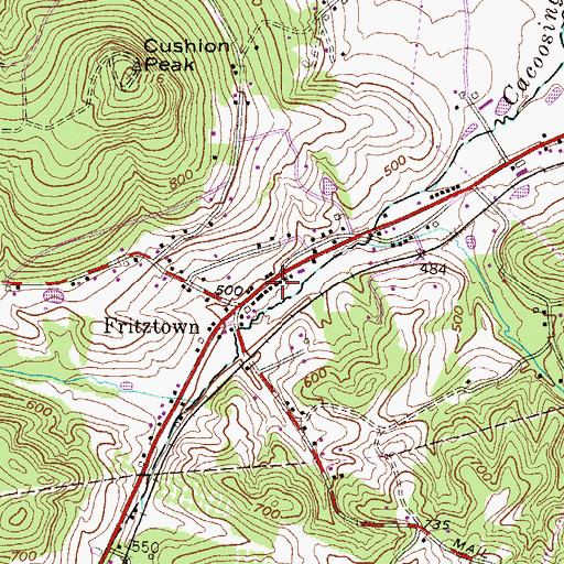 Topographic Map of Western Berks Fire Department Station 18 - 3, PA
