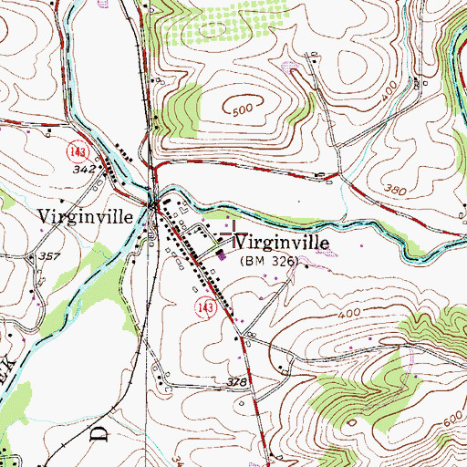 Topographic Map of Community Fire Company Virginville Station 33, PA