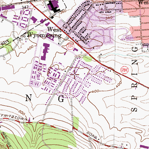 Topographic Map of Cornwall Terrace, PA