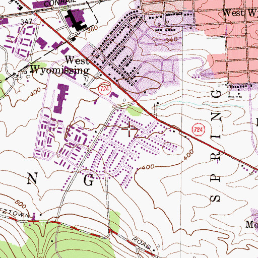 Topographic Map of Cornwall Terrace Park, PA