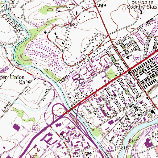 Topographic Map of Country Club Apartments, PA