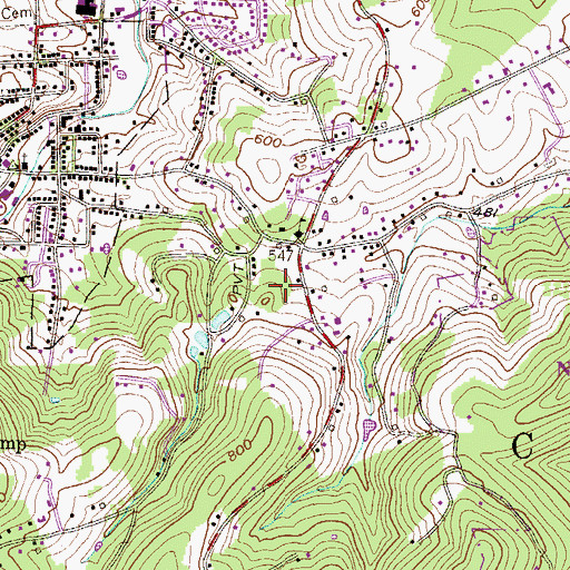 Topographic Map of Cumru Township Building, PA