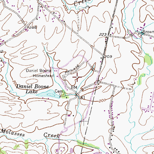 Topographic Map of Daniel Boone Homestead, PA