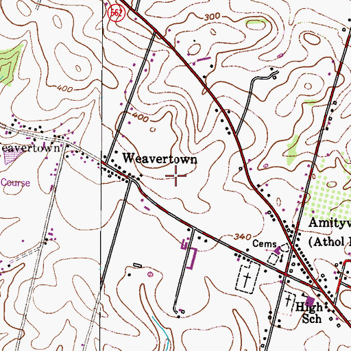 Topographic Map of Daniel Boone Middle School, PA
