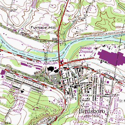 Topographic Map of Daniel Boone School District Administrative Office, PA