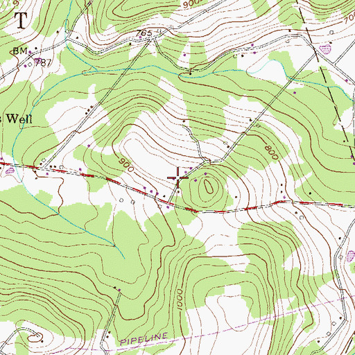 Topographic Map of District Township Garage, PA