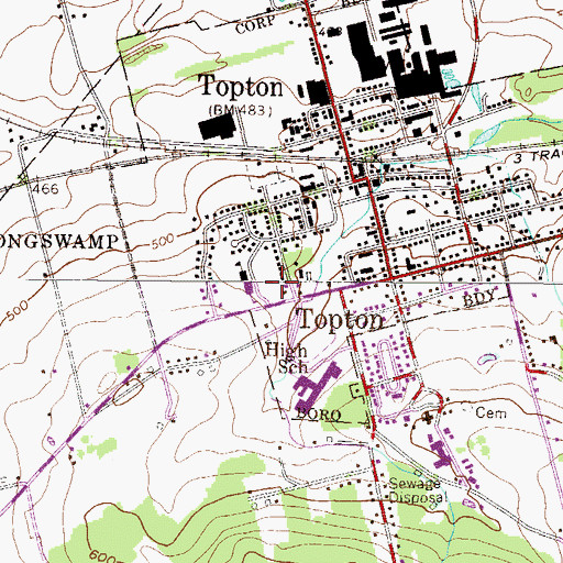 Topographic Map of District-Topton Elementary Center, PA