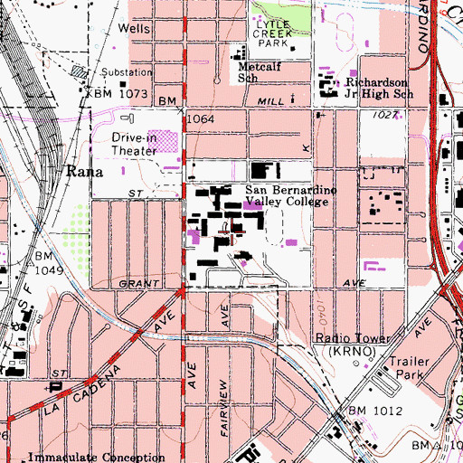Topographic Map of San Bernardino Valley College, CA
