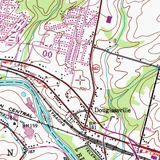 Topographic Map of Douglassville Shopping Center, PA